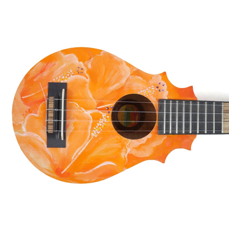 UKeSA ‘One Of A Pine’ Custom Orange Hibiscus Pineapple Sunday Tenor Ukulele – Pre-Owned