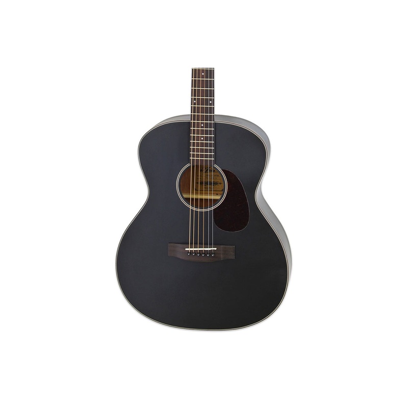Aria 101-MTBK-OM Matte Black Spruce Top Orchestra Guitar