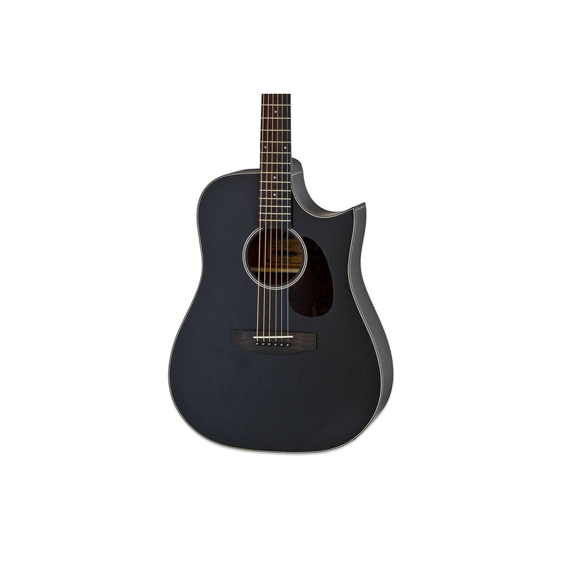 Aria 111-CE-MTBK Matte Black Acoustic Electric Dreadnought Guitar