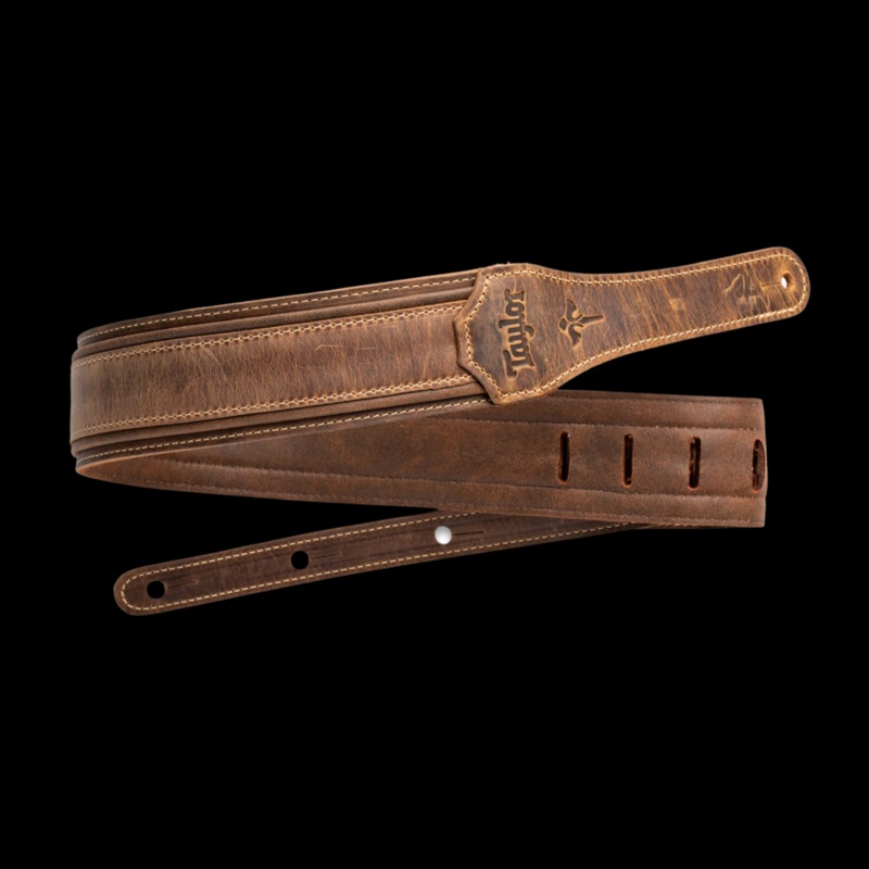Taylor Dark Brown Wings 2.5″ Distressed Leather Guitar Strap