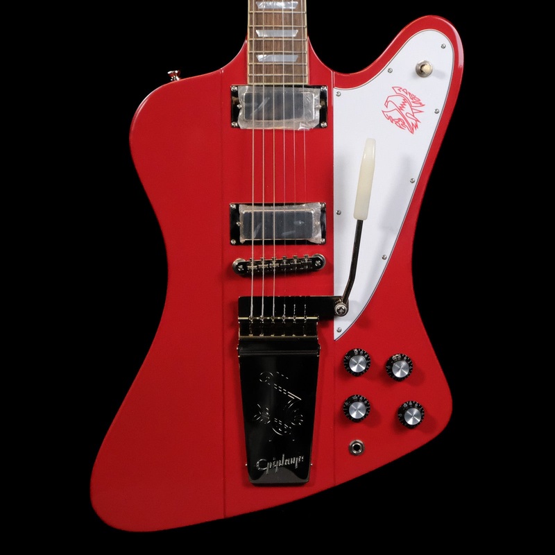 Epiphone 1963 Firebird V Electric Guitar – Ember Red, Maestro Vibrola Incl. Hard Case