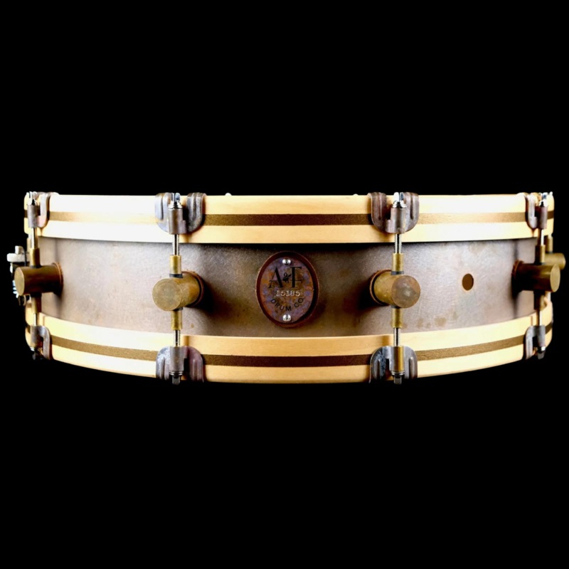 A&F Drum Co 4×18 Gunshot Snare (Raw Brass) with Stand