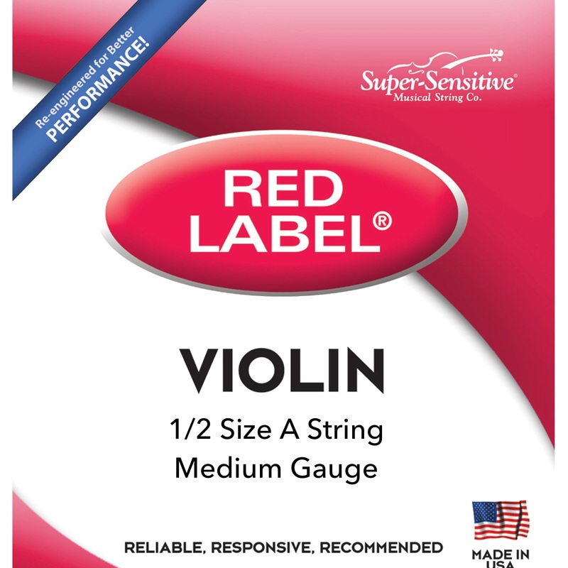 Super-Sensitive 2124 Red Label 1/2 Size Violin A String (Medium Tension)