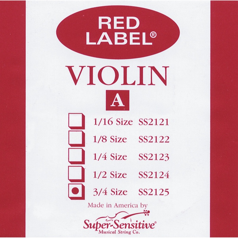 Super-Sensitive Red Label 3/4 Violin Individual A String – Medium Tension