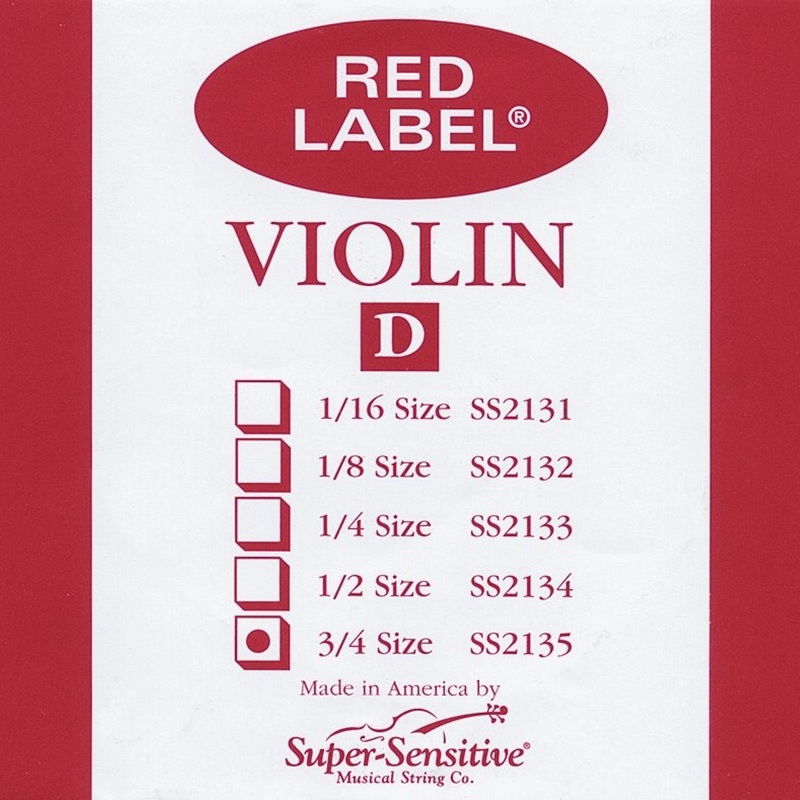 Super-Sensitive Red Label 3/4 Violin Individual D String – Medium String