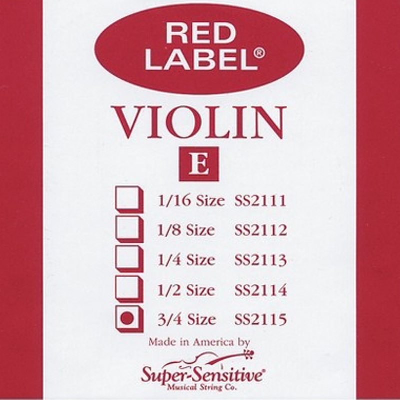Super-Sensitive Red Label 3/4 Violin Individual E String (Medium Tension)