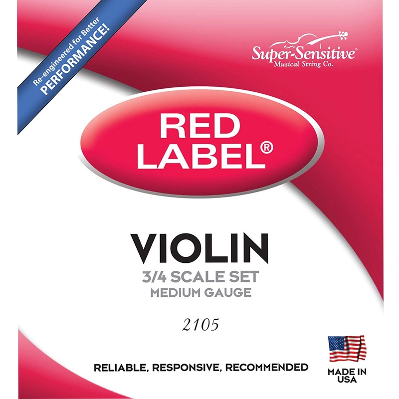 Super Sensitive Red Label 3/4 Violin String Set (Medium Tension)