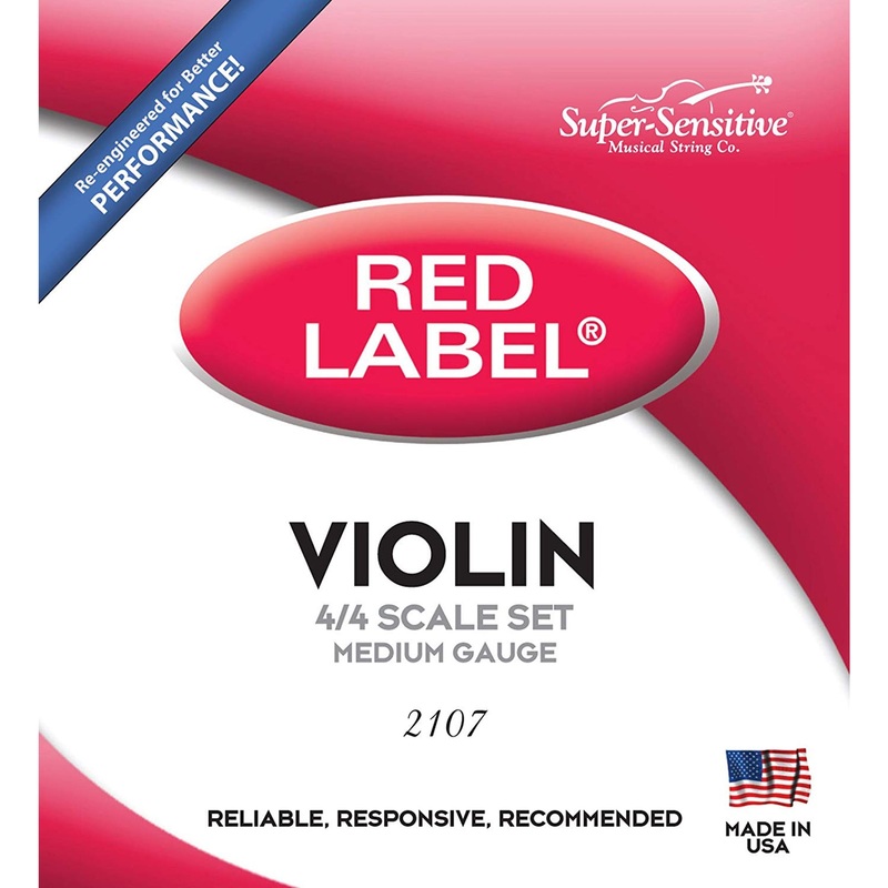 Super-Sensitive Red Label 4/4 Violin String Set (Medium Tension)