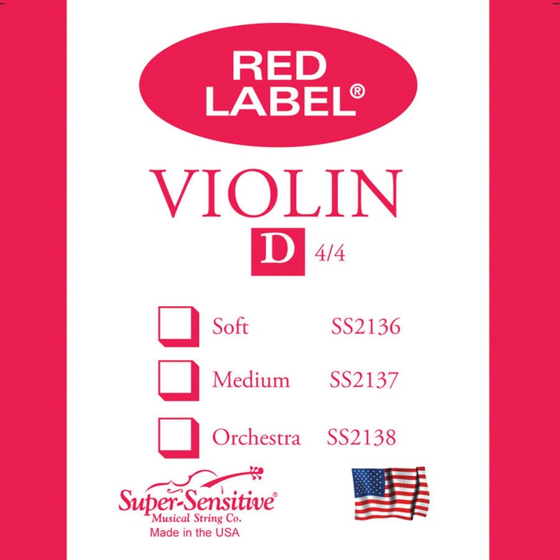 Super-Sensitve Red Label 4/4 Violin Individual D String (Medium Tension)