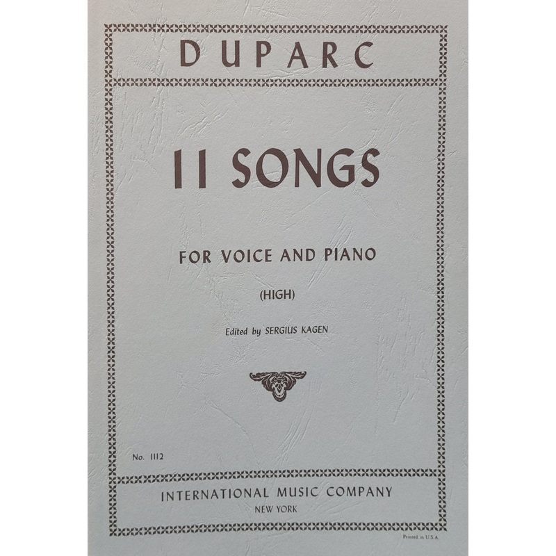 11 Songs for Voice and Piano – Vocal – Duparc/Kagen