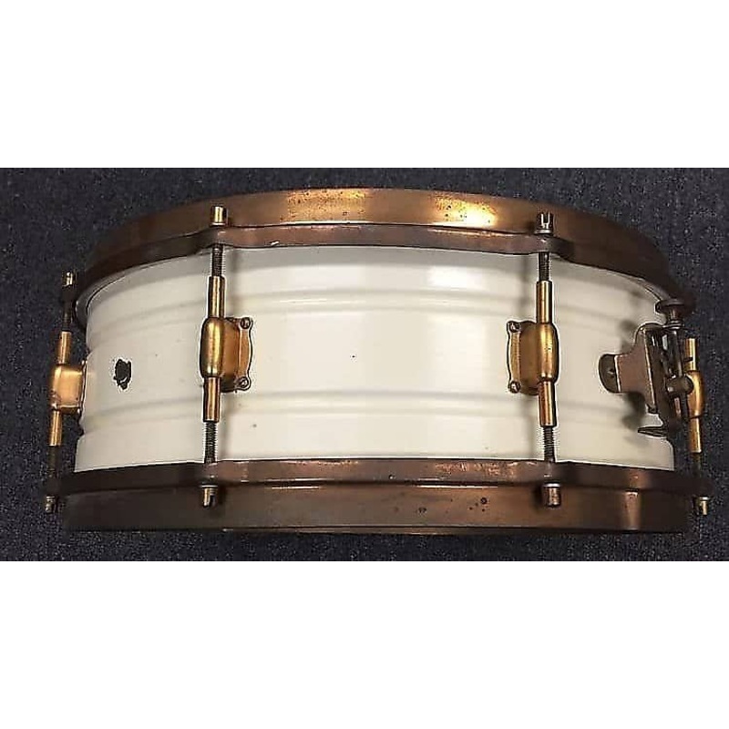 1920’s Leedy 5×14″ Elite White Beauty Snare Drum w/ Nobby Gold Hardware