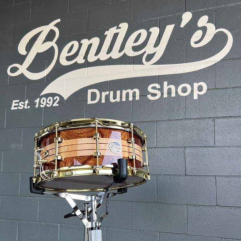 Doc Sweeney Drums “Rings” Stave Segmented Caribbean Rosewood & Curly Maple 6.5×14″ Snare Drum
