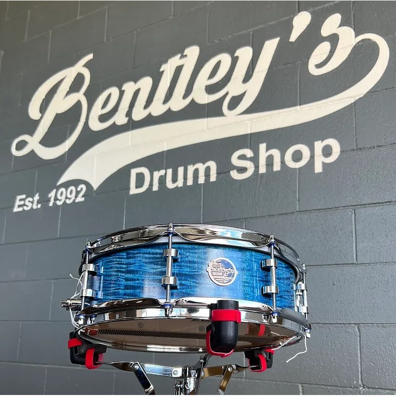 Doc Sweeney Impact Series Curly Maple 4.75×14″ Snare Drum in Ocean Blue Hand Rubbed Oil