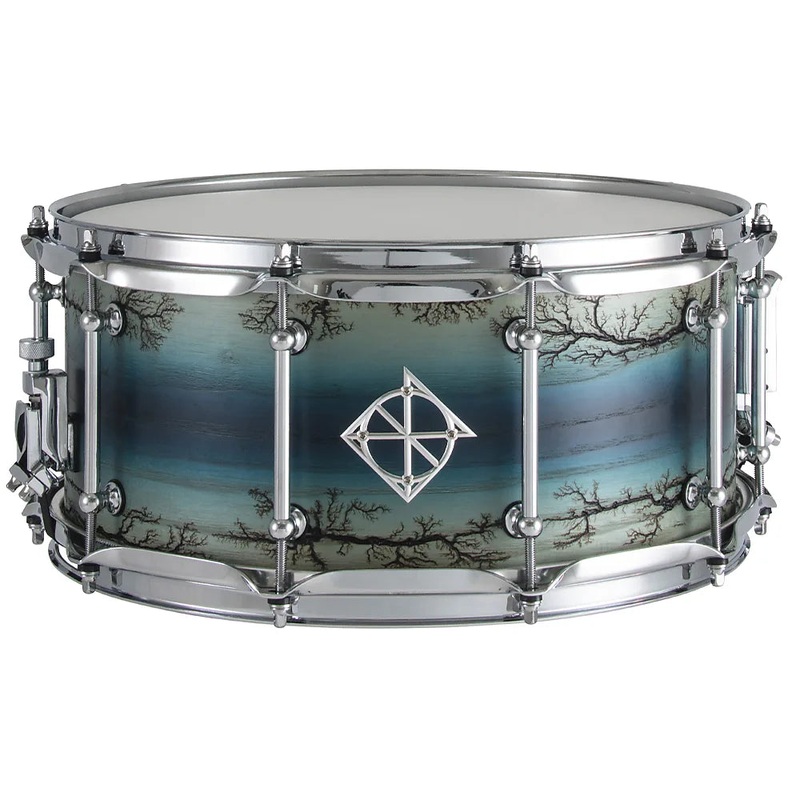 Dixon SAN654EA Artisan Series 20-Ply Ash 6.5×14″ Snare Drum in Enchanted Electric Blue Burst