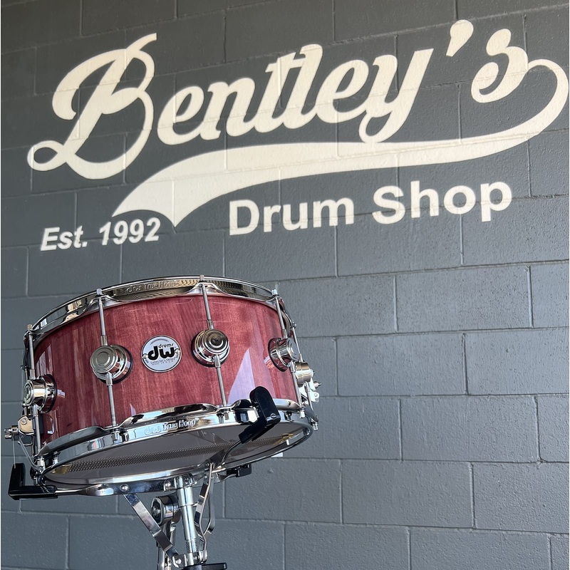 DW Collector’s Series 6.5×14″ Pure Purpleheart 10-Lug Snare Drum in Natural Gloss Lacquer w/ Chrome Hardware