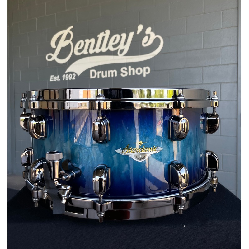 TAMA Starclassic Maple 6.5×14 Snare Drum in Molten Electric Blue Burst Lacquer w/ Black Nickel Hardware