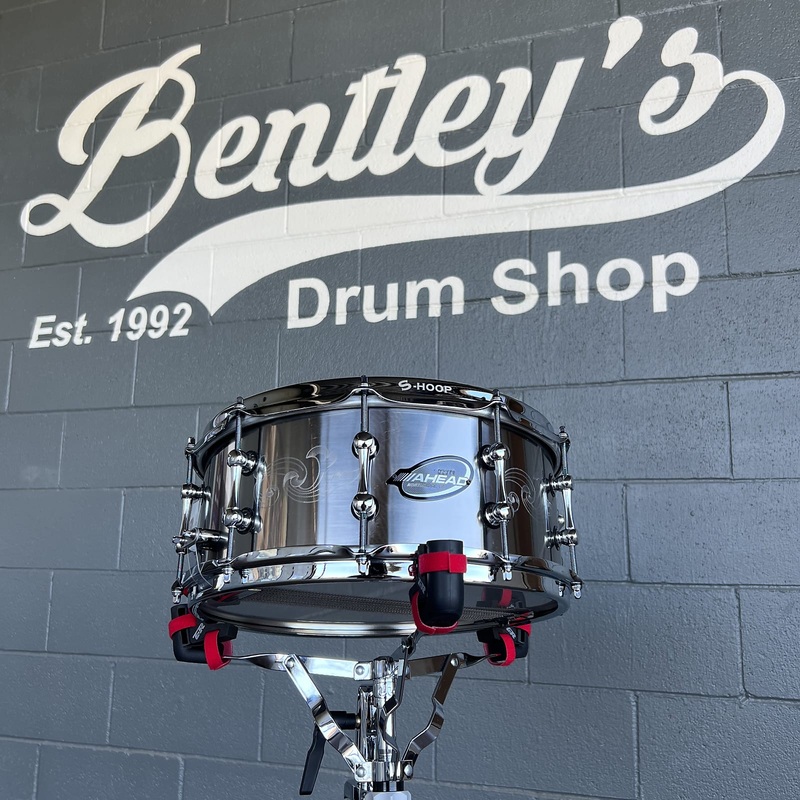 Ahead AS614TI 1mm Engraved Titanium 6×14″ Snare Drum w/ TRICK Throw-Off