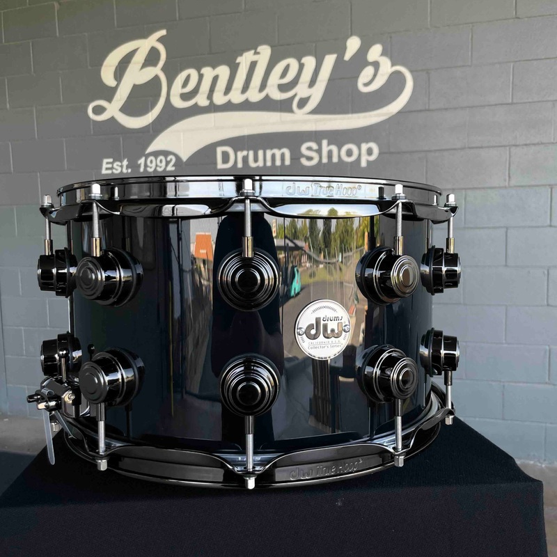 DW Collector’s Series 333 Pure Maple 8×14 Snare Drum in Gloss Black FinishPly with Black Nickel Hardware