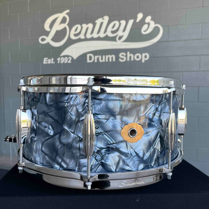 ~NEW~ Slingerland RadioKing Artist Series 6.5×14 Mahogany/Poplar Snare Drum in Black Diamond Pearl with Nickel Hardware