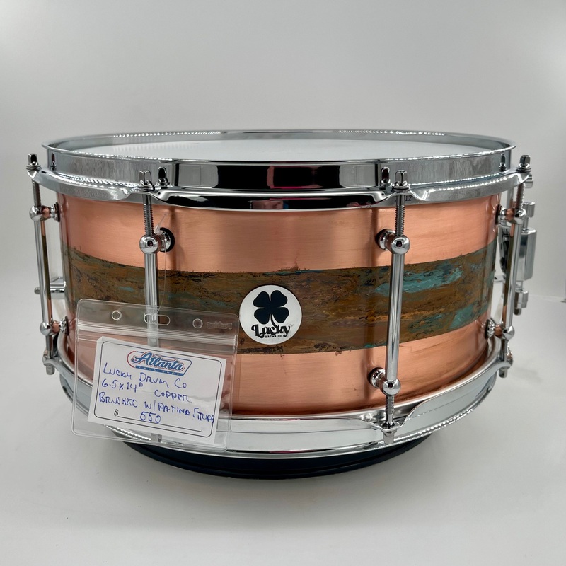 Lucky Drum Company 14″ x 6.5″ Copper Brushed Snare with Patina Stripe