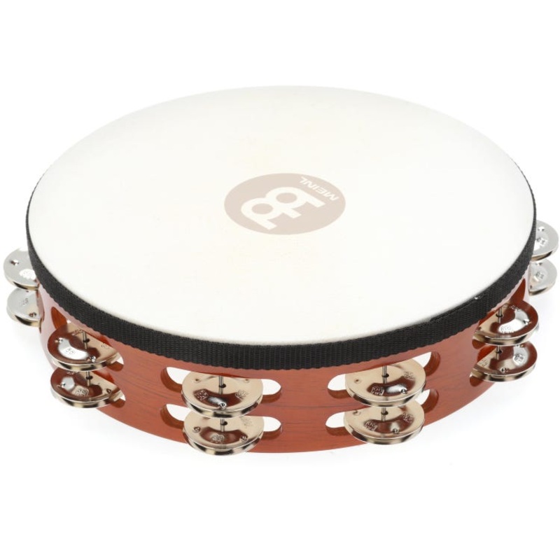 Meinl Percussion 10-inch Handheld Wood Tambourine with Head – Antique Brown