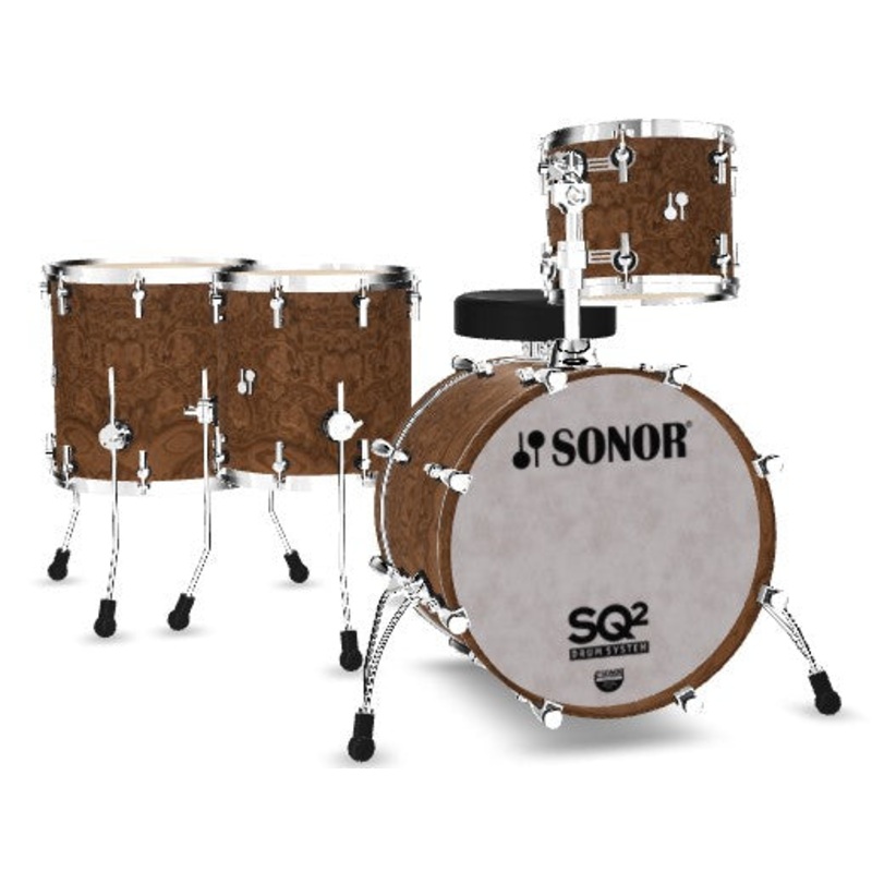 Sonor SQ2 Heavy Birch 4-Piece Kit in Chocolate Burl 20/12/14/16